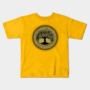 Tree of Life Circle Yellow Kids T-Shirt